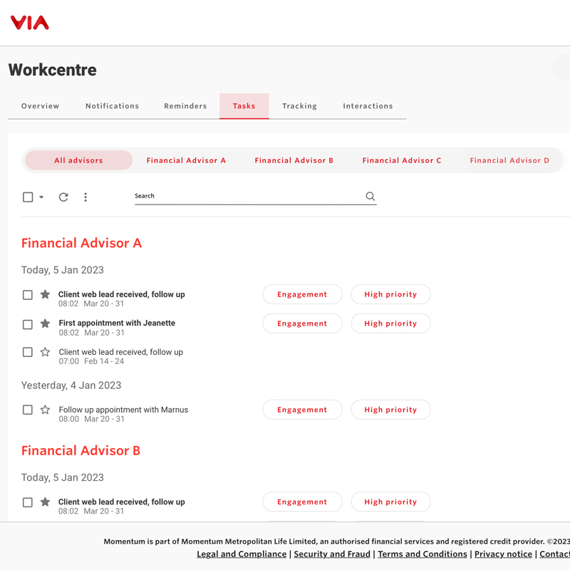 VIA web portal